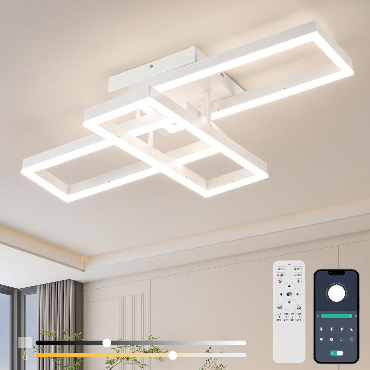 Modern Led Ceiling Light Fixtures (White 3 Square)