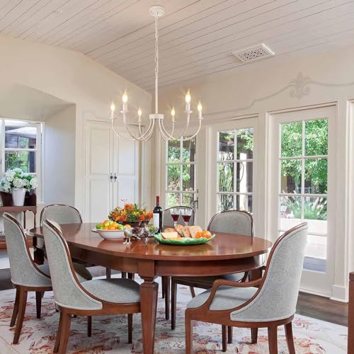 6 Light French Country Chandelier (White / 6 Light)