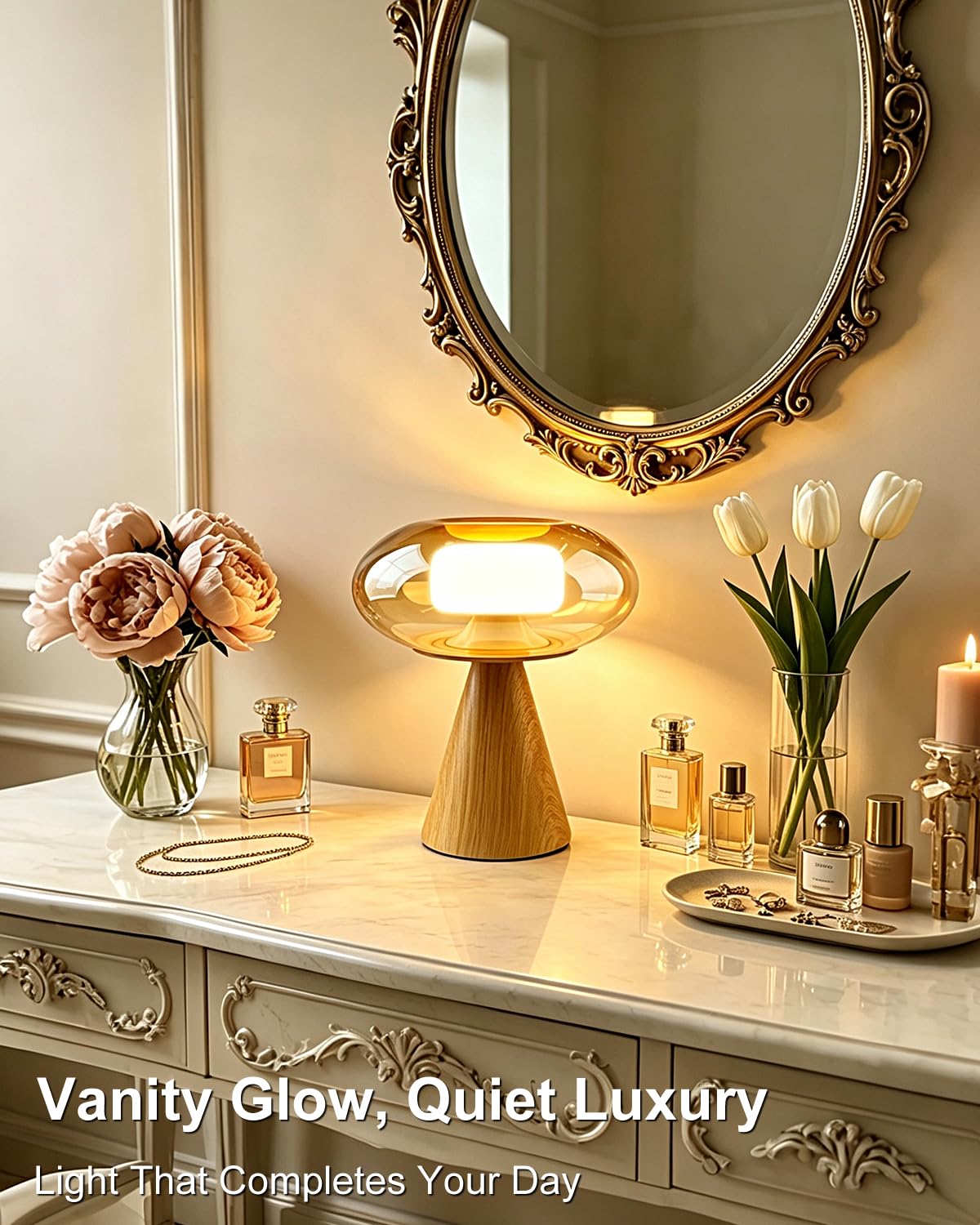 Mushroom Table Lamp Dimmable RGB Ambient Lighting Bedside Lamp (24-Walnut-Mushroom)