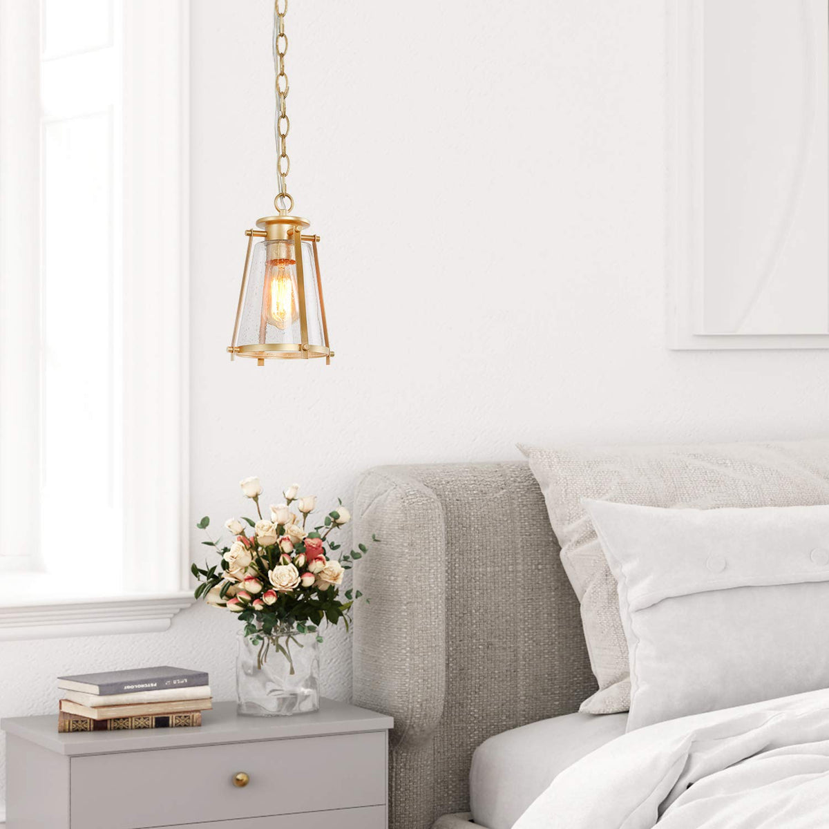 Gold Pendant Lighting for Kitchen Island (7.5" L x 7.5" W x 11" H / Gold)