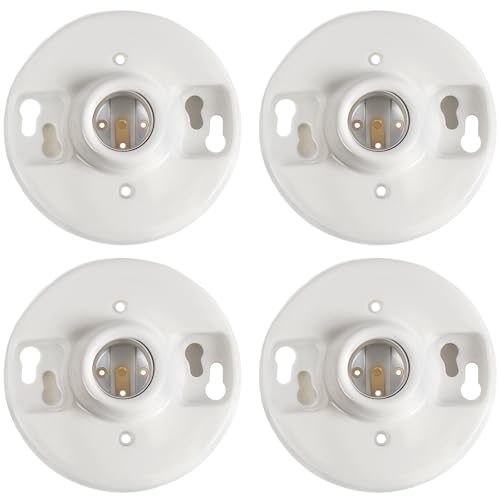 4 Pcs Light Socket E26 Porcelain Keyless Ceiling Bulb Fixture (Porcelain)