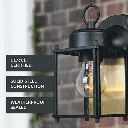 Preston 8 Inch Outdoor Wall Light (8in H (Pack of 1) / Black)