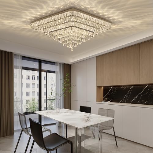 Crystal Chandeliers Modern Led Ceiling Light Flush Mount Fixture (Gold / 43 inches)