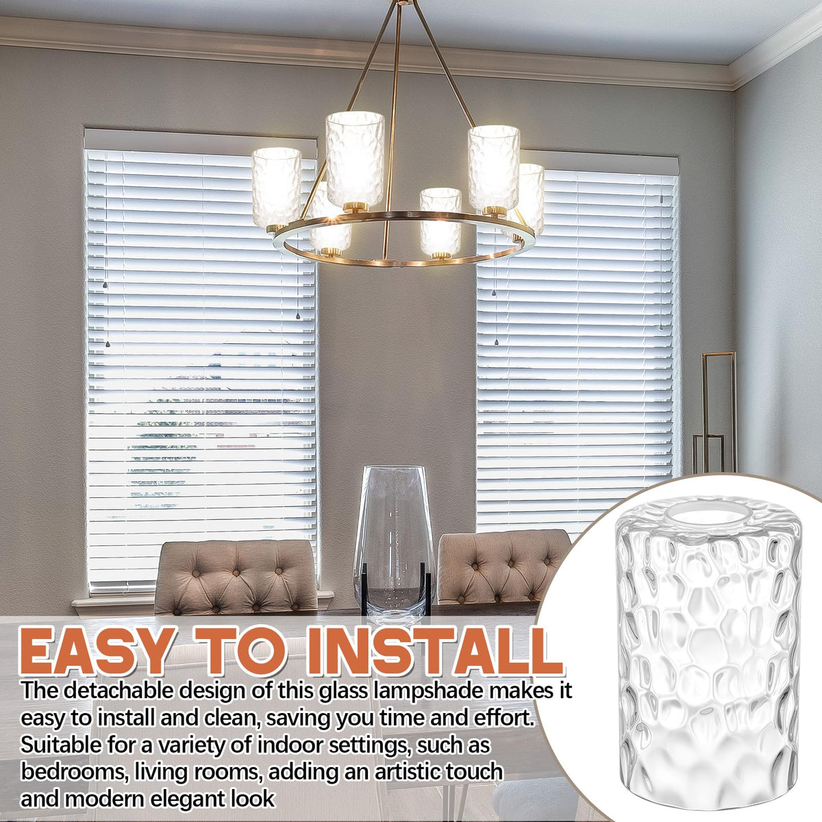 6 Pack Clear Hammered Glass Lamp Shade 1 (Clear / Hammered)