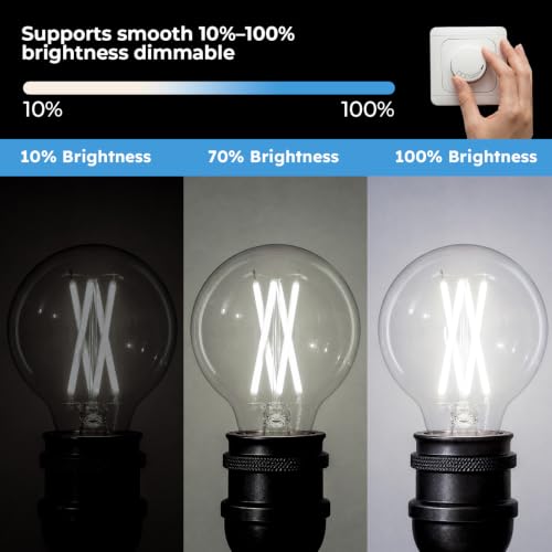 E12 Candelabra G16.5 Globe LED Bulb (6 Pack / 40w Neutral White)