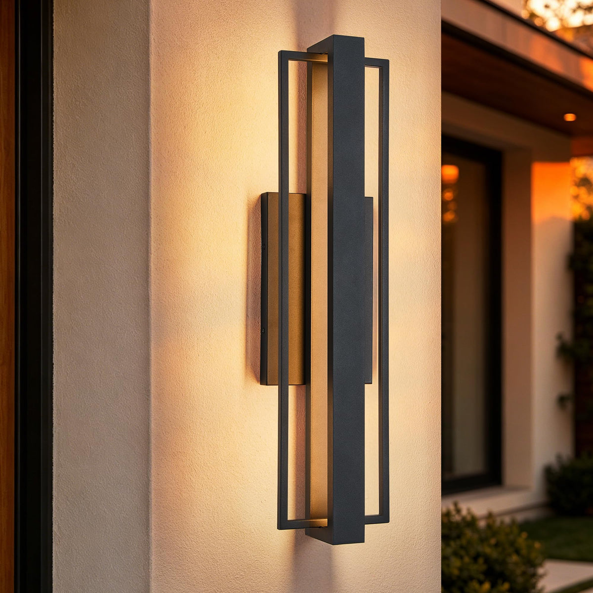 23 inch Modern Large Outdoor Waterproof LED Wall Light (1Pack Large 23"H 25W Black)