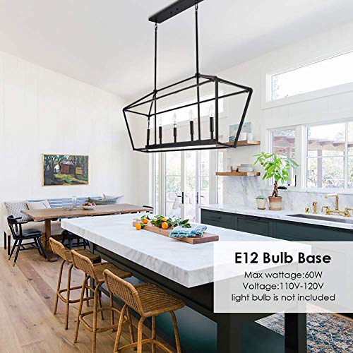 40in Black Linear Cage Chandelier (Black)