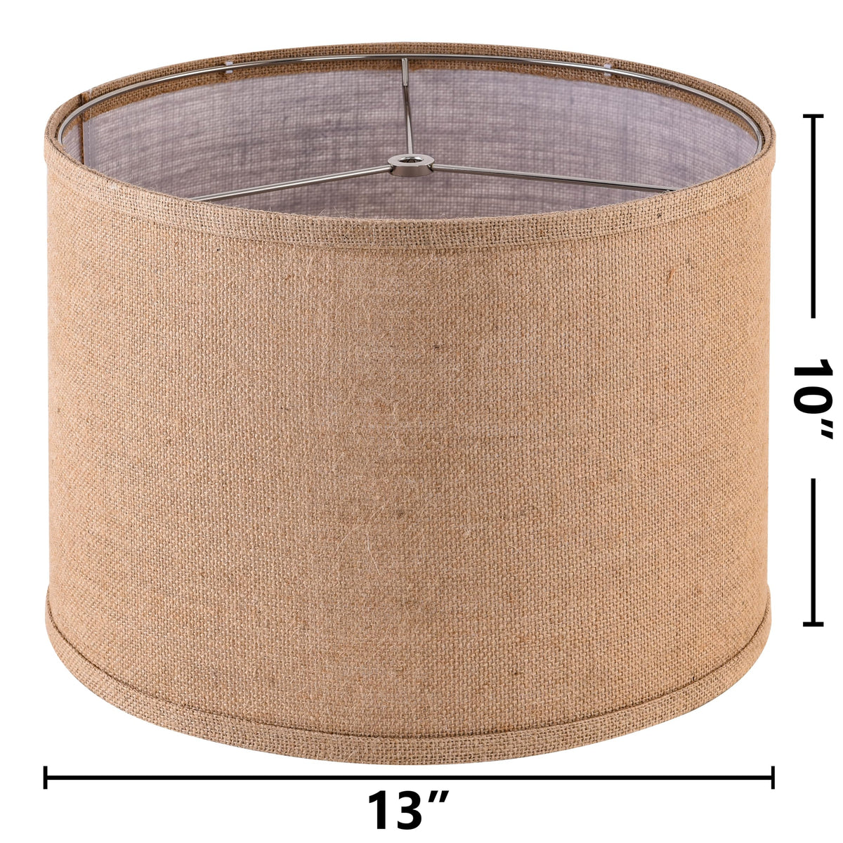 Natural Burlap Linen Lampshade Drum Lamp Shade 13``Top x 13``Bottom x 10``High (13IN Drum 1PACK / Brown-2)