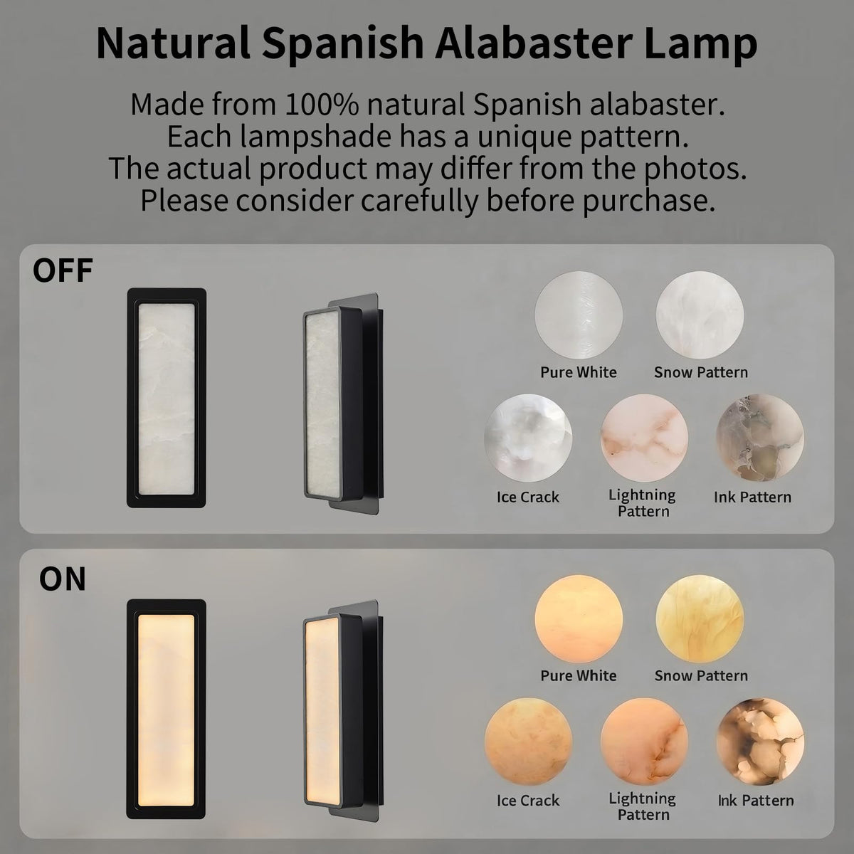 14" Alabaster Wall Sconce (Black / 14in)