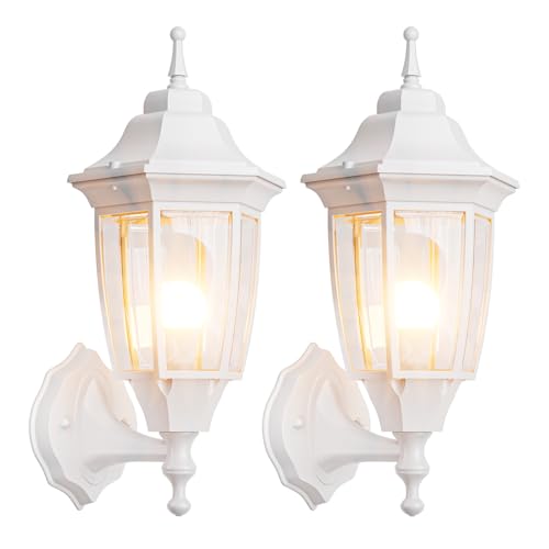 Outdoor Front Porch Light with Bulb (White / Non Sensor-Aluminum)