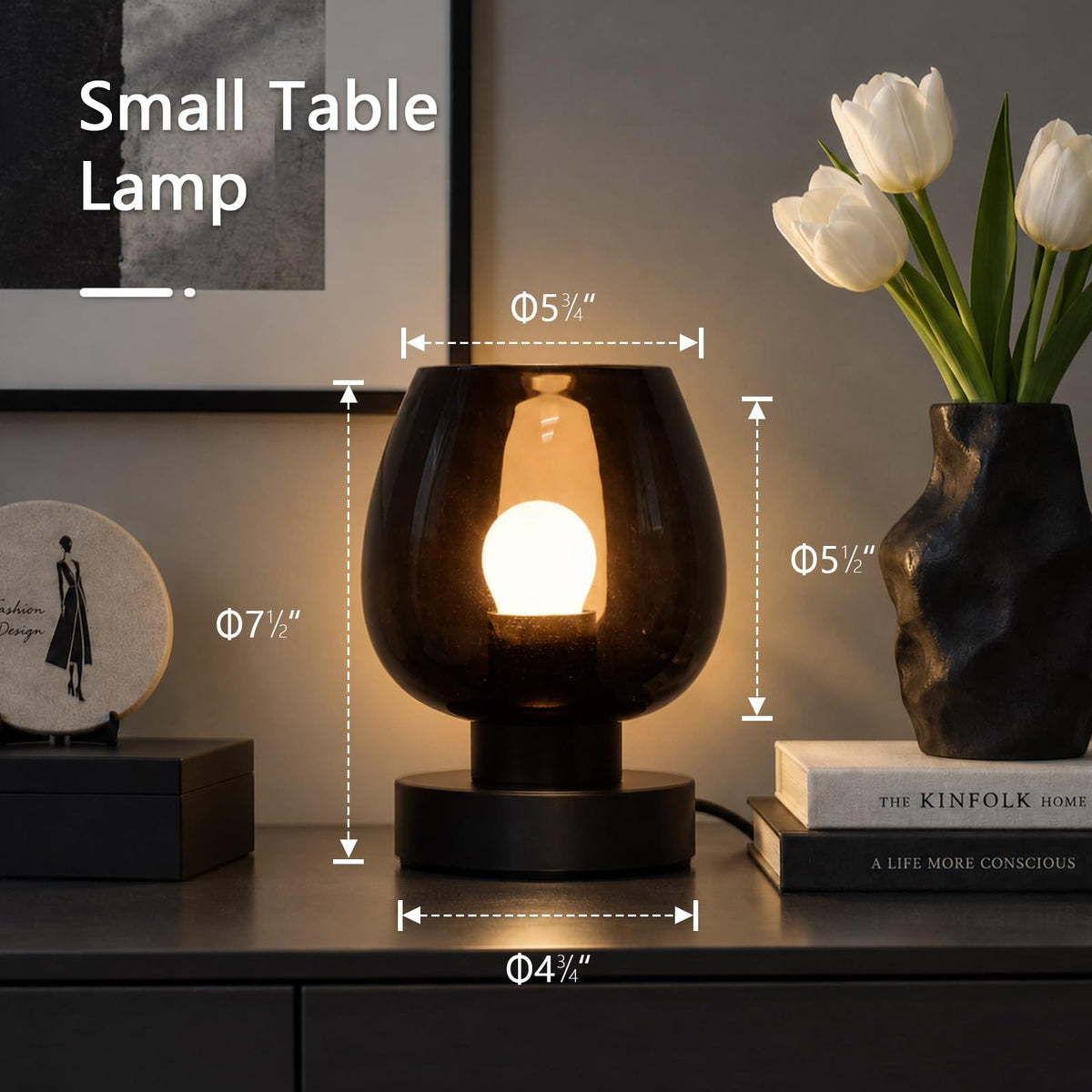 Touch Bedside Table Lamp (Black (No USB) / 1-Pack)