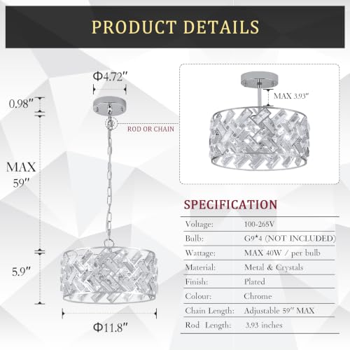 12" Chrome Crystal Chandelier (Small Chrome)