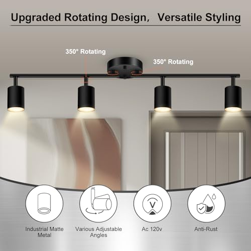 4 Light Track Lighting Fixtures Ceiling (4 light-black)