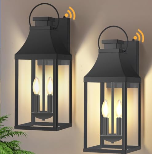 2-Pack 20-Inch Dusk to Dawn Outdoor Wall Sconces, Black 2-Light (Dusk to Dawn / 20 Inch)