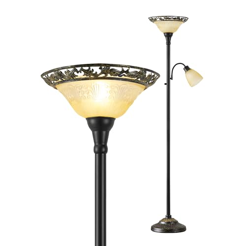 Torchiere Floor Lamps for Living Room (Black,Yellow)