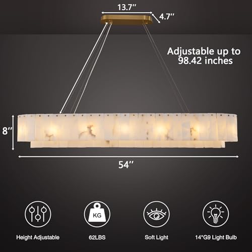 Alabaster Rectangular Chandelier (4-Gold-54in / 54 in)