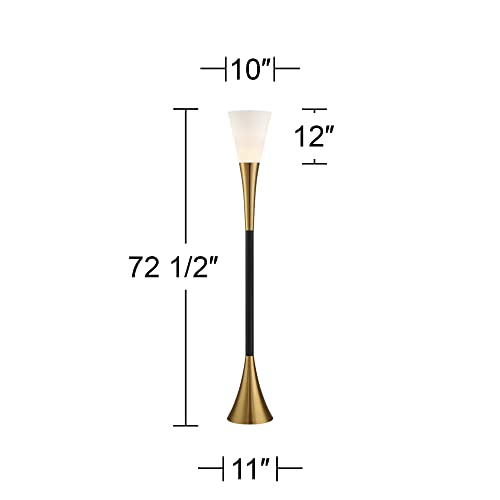 Piazza 72 1 2" Tall Brass and Black Torchiere Floor Lamp (Black and Gold)