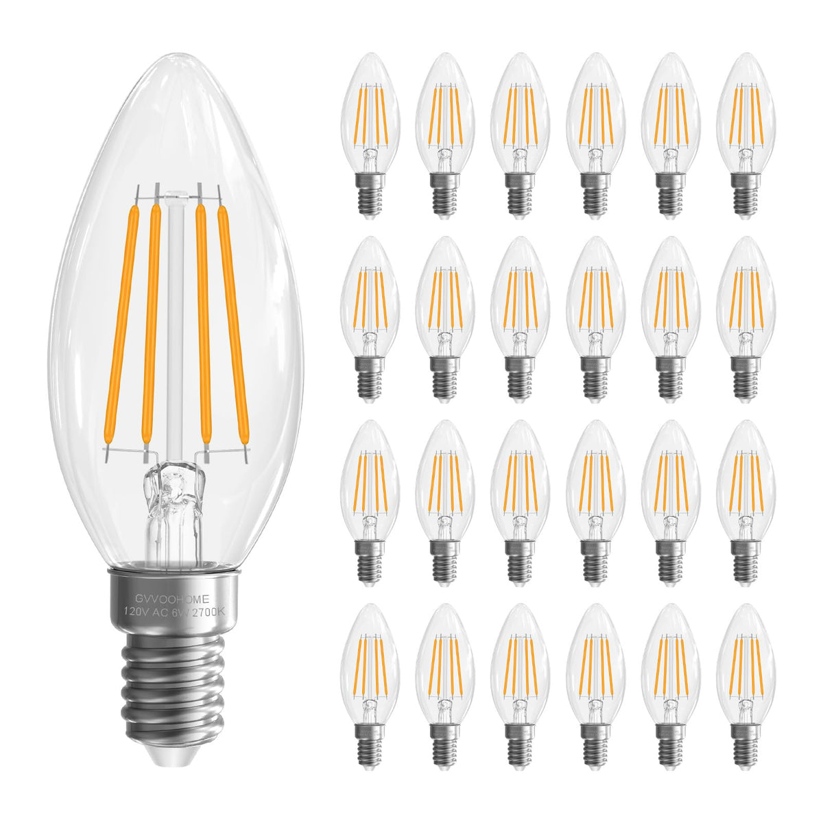 Candelabra Light Bulbs 60 Watt Equivalent (24 Pack / 60w Soft White)