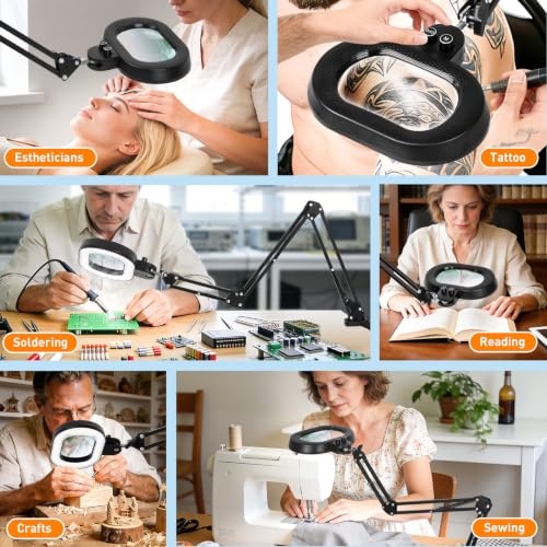 Magnifying Glass with Light and Clamp (5IN)