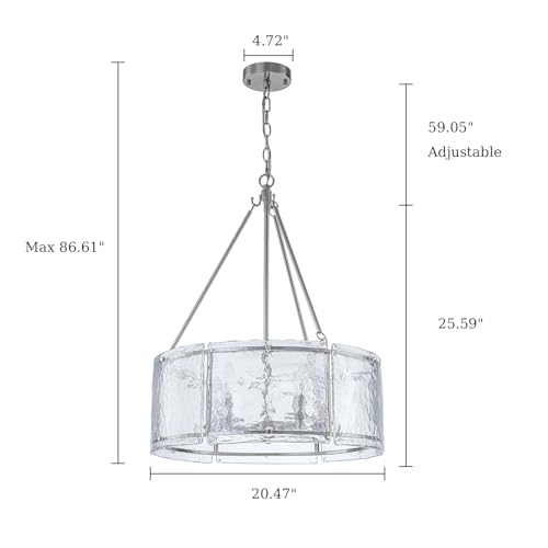Brushed Nickel Glass Drum Dining Room Light Fixtures Chandeliers (20.47" / Brushed Nickel)
