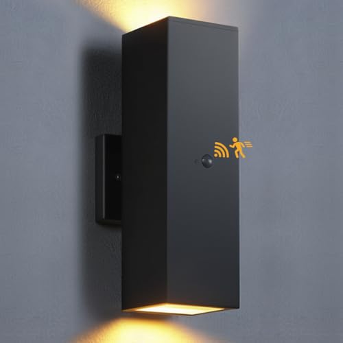 Motion Sensor Outdoor Wall Lights (Black-3 / 12 Inch)