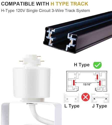 White Track Lighting Heads H Type LED Track Light Heads Dimmable Rail Ceiling Spotlight Fixtures Accent Art Task