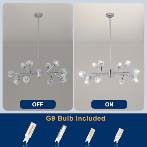Chandelier Ceiling Light Fixture (Chrome 40.16"(12-Light))