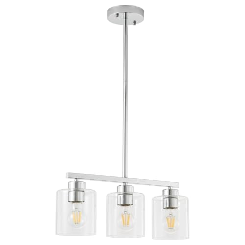 3 Light Silver Kitchen Island Lighting (Silver & Clear Glass / 3 Light)