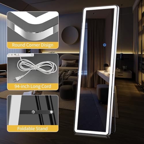 Standing Mirror Full Length with LED Lights (Rectangular / 65"L x 24"W)