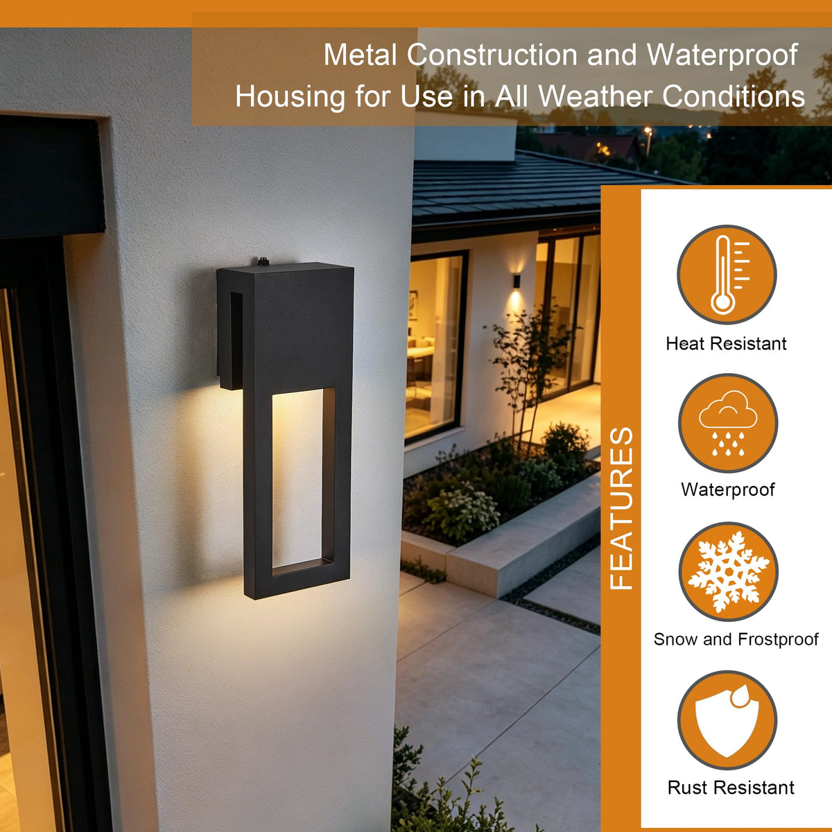 Set of 2 Dusk to Dawn Outdoor Wall Lights (2Pack Textured Black(with Photocell))