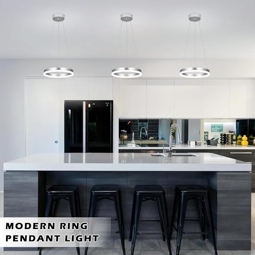12" Black Led Ring Chandelier Ring Modern Led Chandelier Modern Pendant Lights Adjustable Height Light Contemporary Light Fixture for Kitchen Island Bedroom Dining Room Living Room