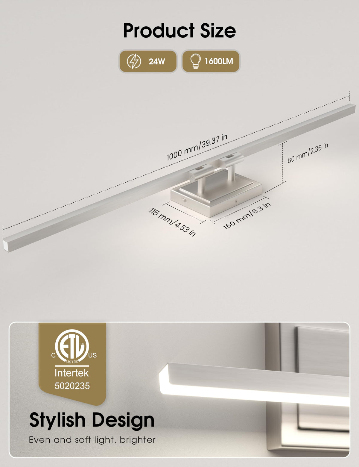 Modern Bathroom Vanity Light 39.4 inch (Brushed Nickel / 39.4 inch)