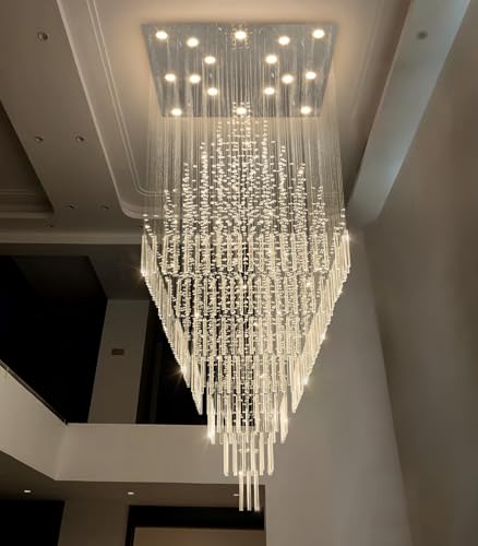 W40 x H120 Glam Chandelier with LED Bulbs Square Chandeliers (Silver / Square W40" X H118")