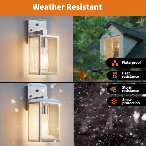 2 Pack Silver Dusk to Dawn Exterior Lighting Fixtures Wall Mount (Silver / Small-10.24'')