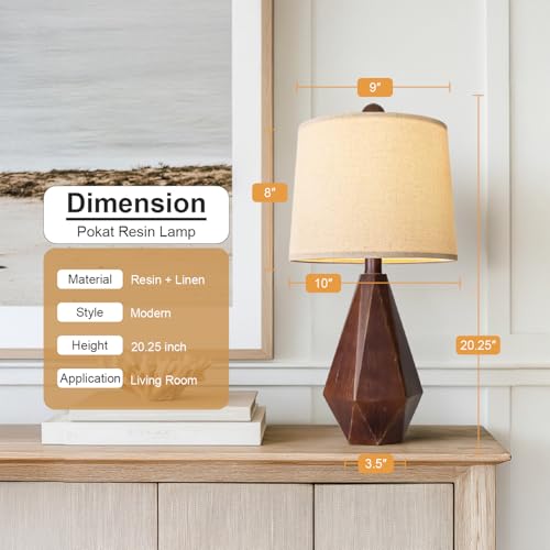 20.25" Farmhouse Table Lamps Set of 2 for Night Stands (Small - Antique Brown)