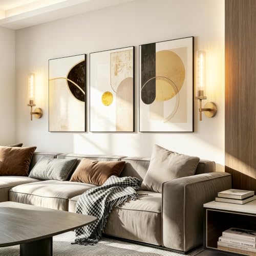 19.5" Knurled Gold Hardwired Wall Sconces Set of 2 (Vertical Striped / 19.5″-Gold)