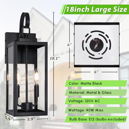 18" Large Outdoor Wall Light (Matte Black / 18.1")