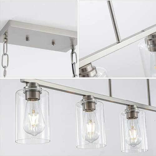 Island Light for Kitchen (Brushed Nickel / 5 Light + Clear Glass)