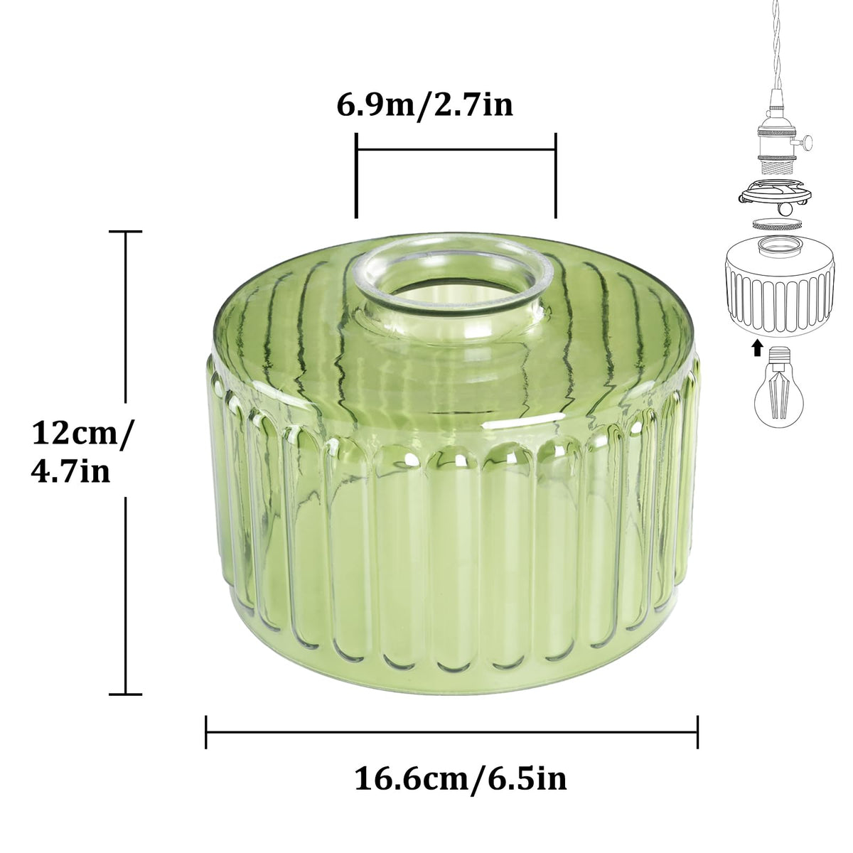 Striped Lamp Shades Replacement (Striped Green)