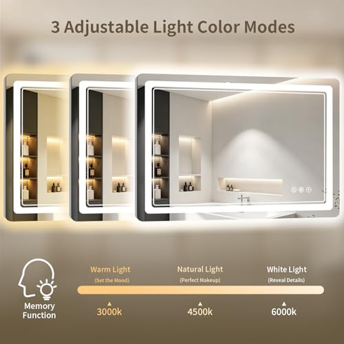 30"x38" LED Bathroom Mirror with Lights (38"L x 30"W)