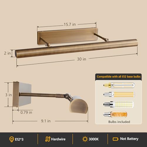 30 inch Picture Light Hardwired Bronze Picture Light for Wall (Bronze / 30in)