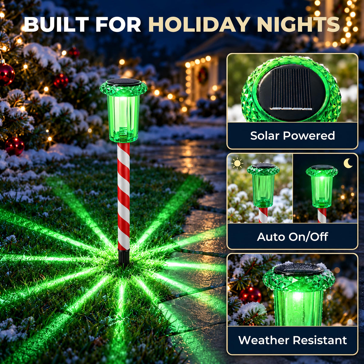 Solar Christmas Pathway Lights (Red Green)