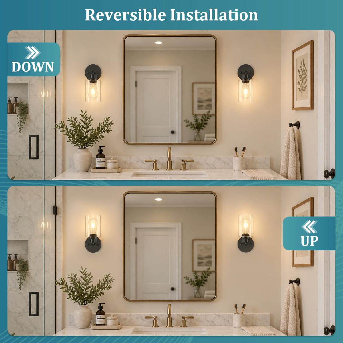 Wall Sconces Set of Two (Black 2pcs / 1 Light)