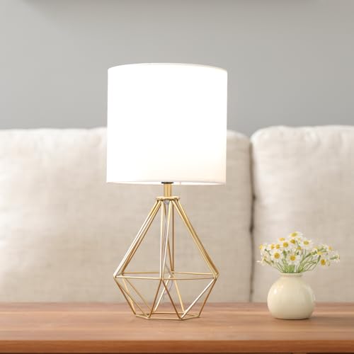 Gold Modern Small Table Lamp for Bedroom & Living Room (Brass Gold)