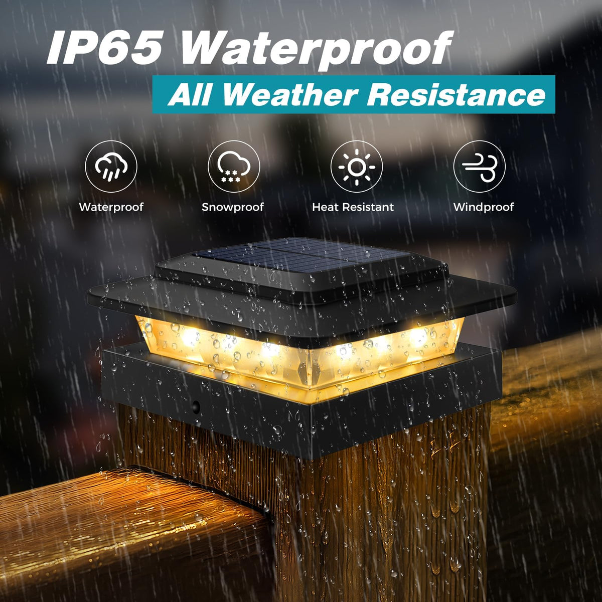 4x4 Solar Post Cap Lights Outdoor 6Pack (Black / 6 Pack)