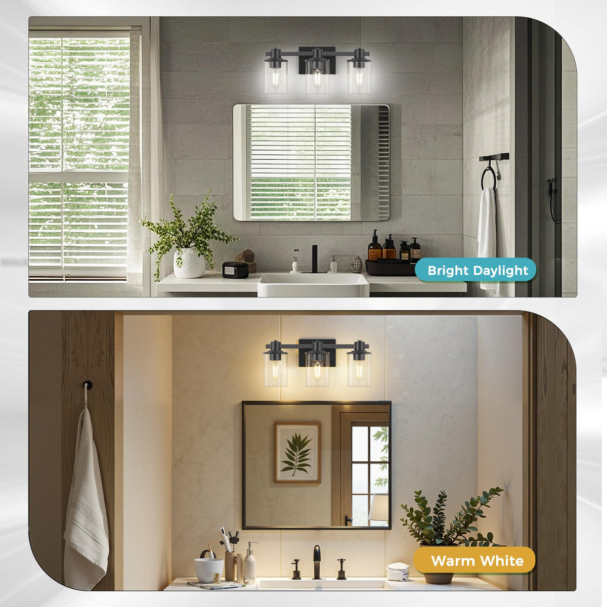 Bathroom Light Fixture Over Mirror Upgraded Black Vanity Light (Upgraded Black / 3-Light (20inch))