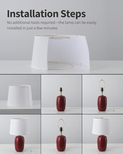 22 Inch White Ceramic Table Lamps Set of 2 (H22" White Ceramic + White Shade (2 Pack) / H22 × ∅12.2 inch)