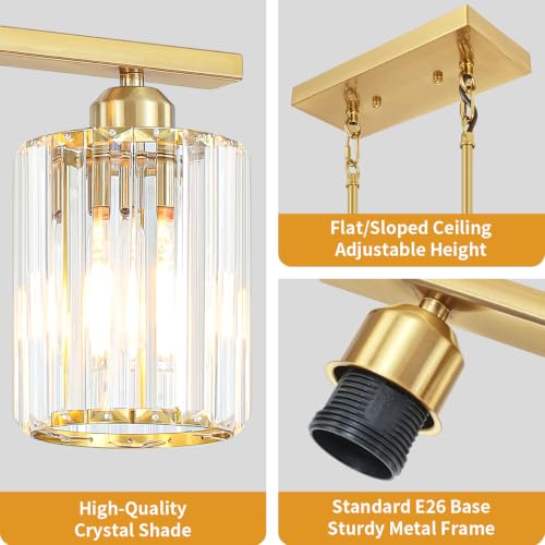 31.89'' Brushed Gold Island Lights for Kitchen Crystal Linear Chandelier (Gold)