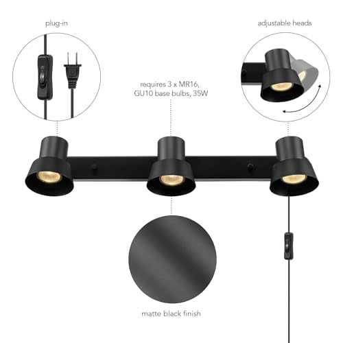 22" 3 Light Matte Black Plug (Edwards (Black))
