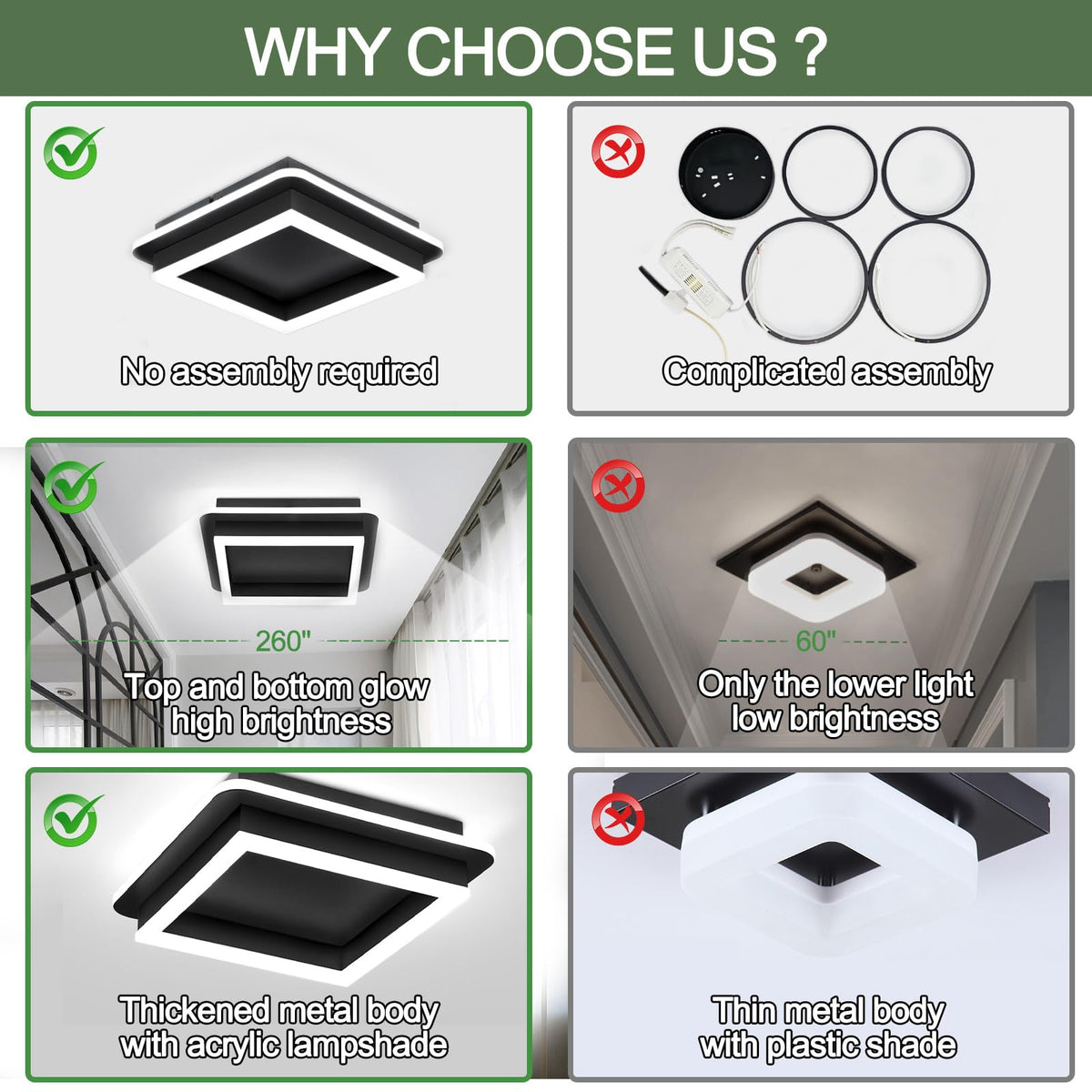 Black Modern LED Ceiling Light (All Black / 1 Pack)